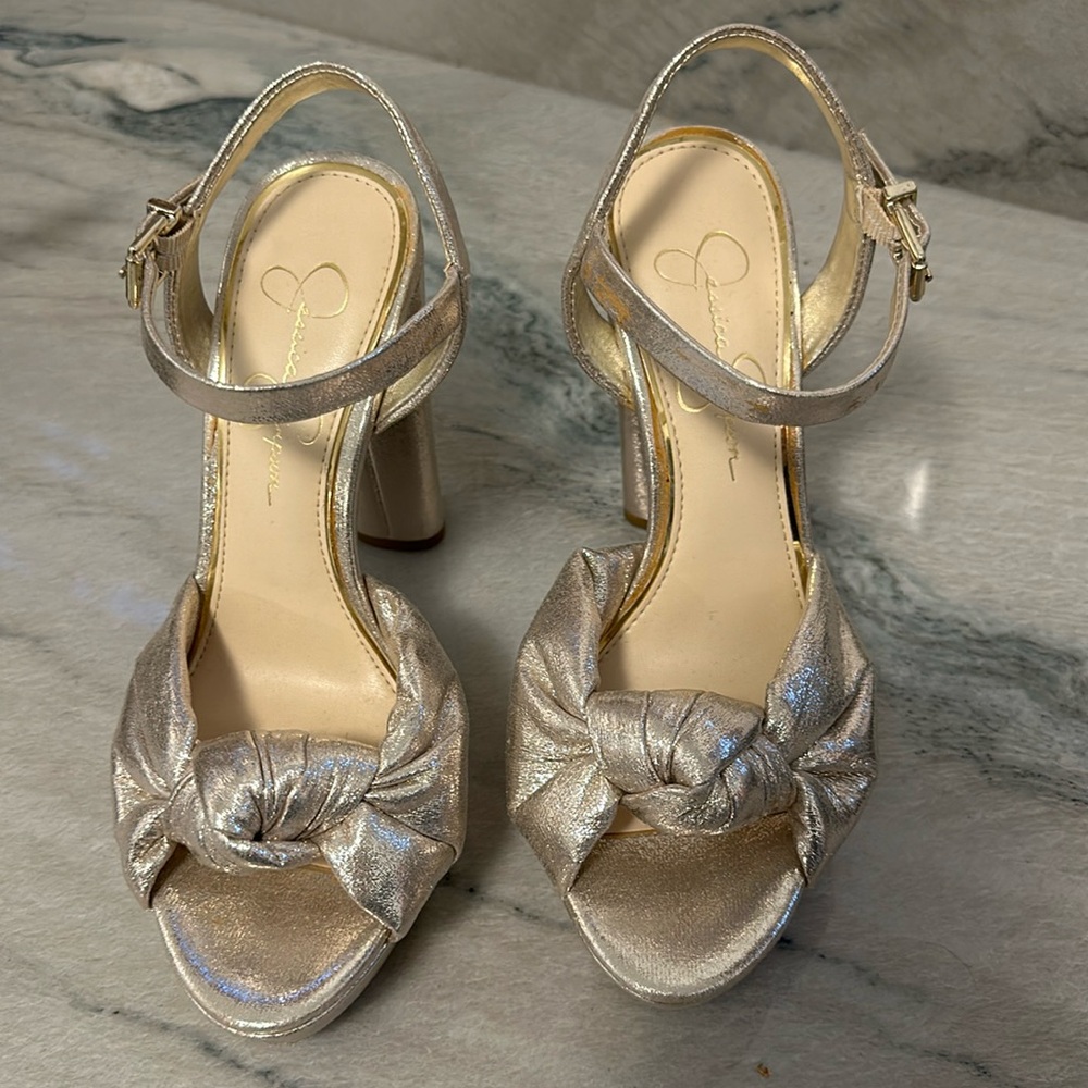 Gold sparkly heels